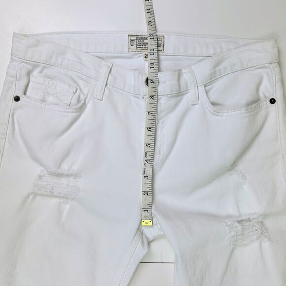 Current Elliott Cropped Straight Sugar Destroy White Jeans Released Hem Denim 29 - Picture 9 of 15